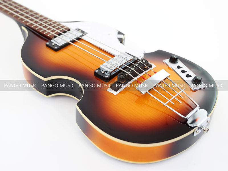 Sunburst Violin Semi-Hollow Body 4 String Electric Bass Guitar Bundle (PHY-165-B)