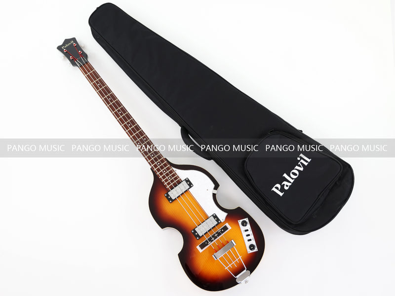 Sunburst Violin Semi-Hollow Body 4 String Electric Bass Guitar Bundle (PHY-165-B)