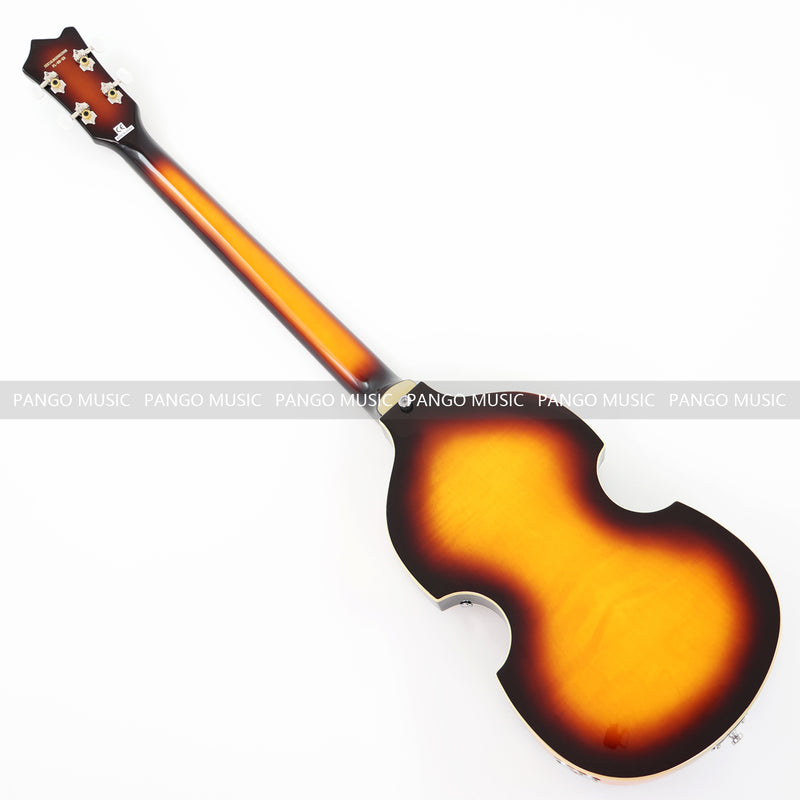 Sunburst Violin Semi-Hollow Body 4 String Electric Bass Guitar Bundle (PHY-165-B)