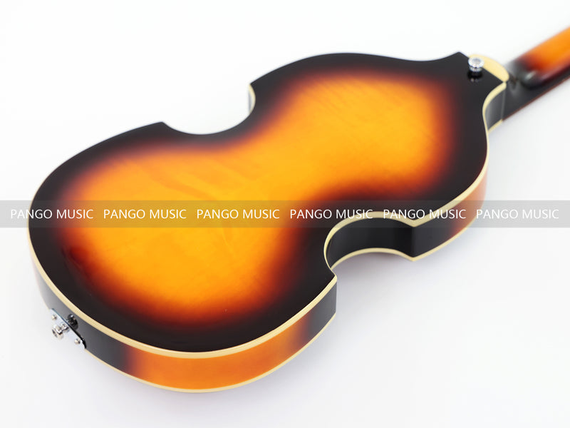 Sunburst Violin Semi-Hollow Body 4 String Electric Bass Guitar Bundle (PHY-165-B)