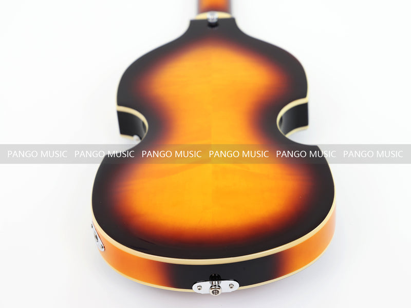 Sunburst Violin Semi-Hollow Body 4 String Electric Bass Guitar Bundle (PHY-165-B)