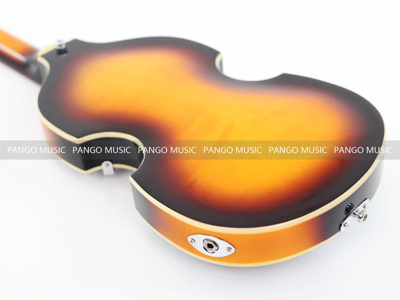 Sunburst Violin Semi-Hollow Body 4 String Electric Bass Guitar Bundle (PHY-165-B)