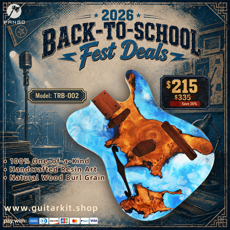 One-of-a-Kind Burl Wood Veneer Epoxy Resin Tele Thinline Style Electric Guitar Body with F-Hole (TRB-002)