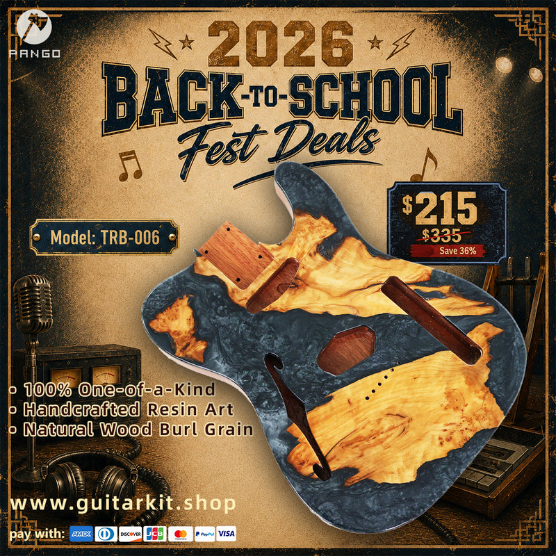 One-of-a-Kind Burl Wood Veneer Epoxy Resin Tele Thinline Style Electric Guitar Body with F-Hole (TRB-006)