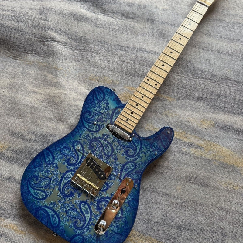 Tele Style Electric Guitar with Blue Paisley Gloss Finish (LRG-064)
