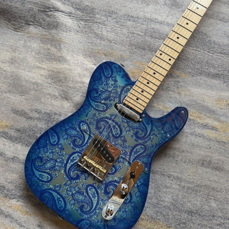Tele Style Electric Guitar with Blue Paisley Gloss Finish (LRG-064)