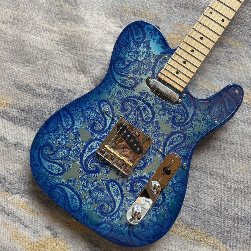 Tele Style Electric Guitar with Blue Paisley Gloss Finish (LRG-064)