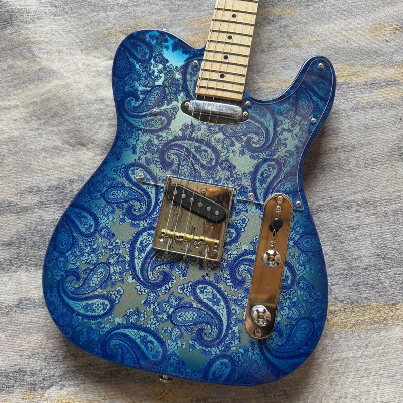 Tele Style Electric Guitar with Blue Paisley Gloss Finish (LRG-064)
