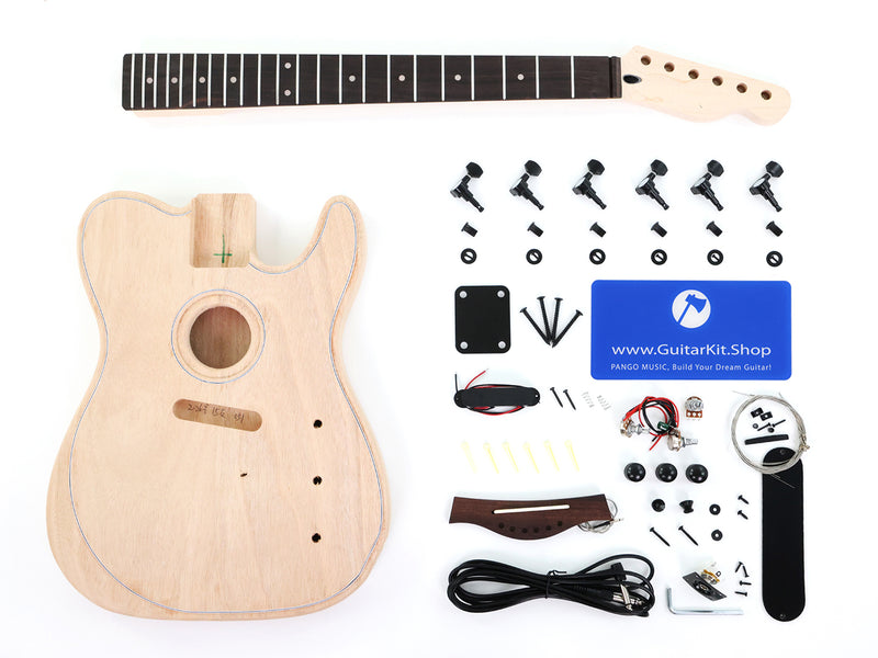 Tele Style Hollow Body DIY Acoustic-Electric Guitar Kit with Maple Top(PTL-051)
