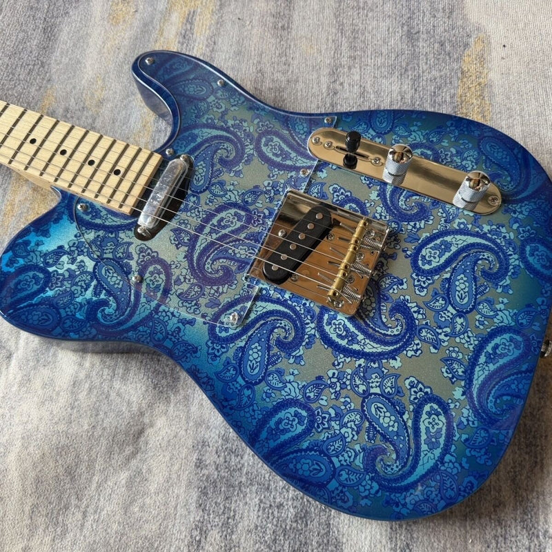 Tele Style Electric Guitar with Blue Paisley Gloss Finish (LRG-064)