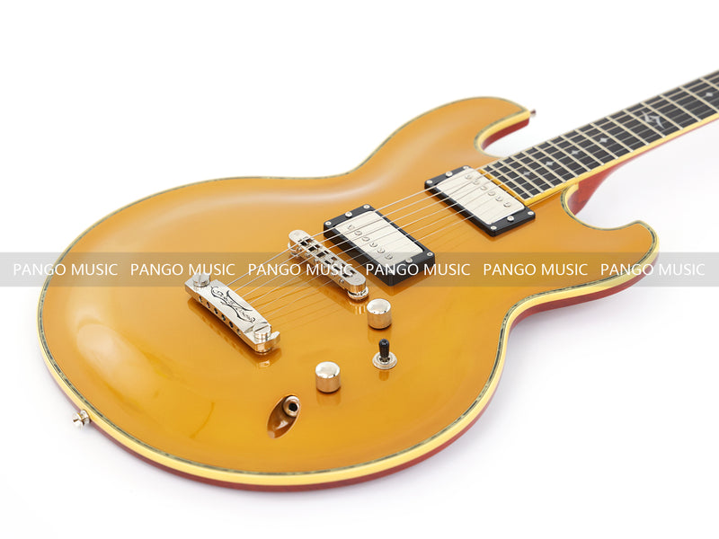 Ultra-thin Body Gold Metallic Finish Electric Guitar (070X)