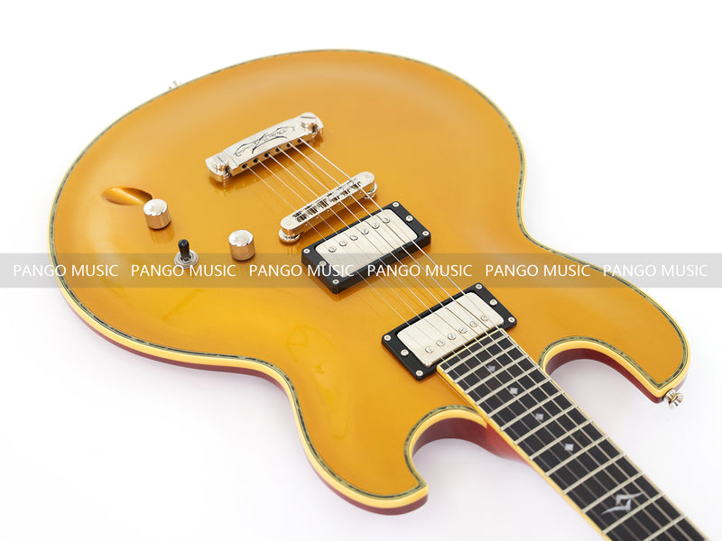 Ultra-thin Body Gold Metallic Finish Electric Guitar (070X)