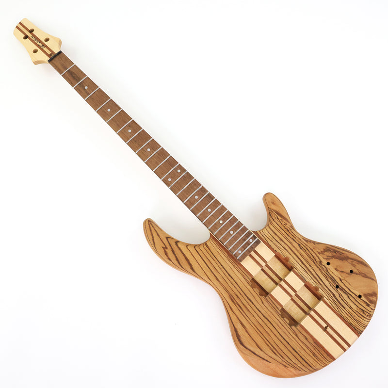 Unfinished 4 String Neck-Through Electric Bass Guitar with Zebrawood Top(XNB-400)