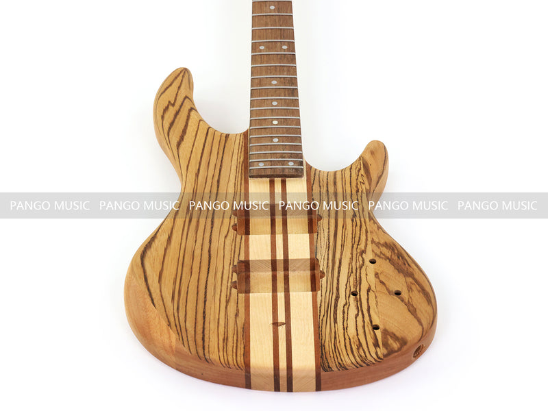 Unfinished 4 String Neck-Through Electric Bass Guitar with Zebrawood Top(XNB-400)