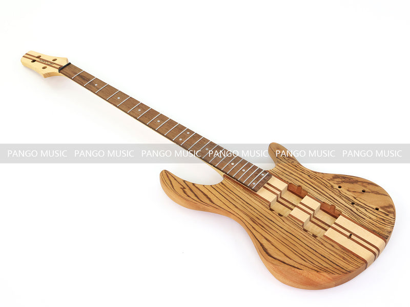 Unfinished 4 String Neck-Through Electric Bass Guitar with Zebrawood Top(XNB-400)