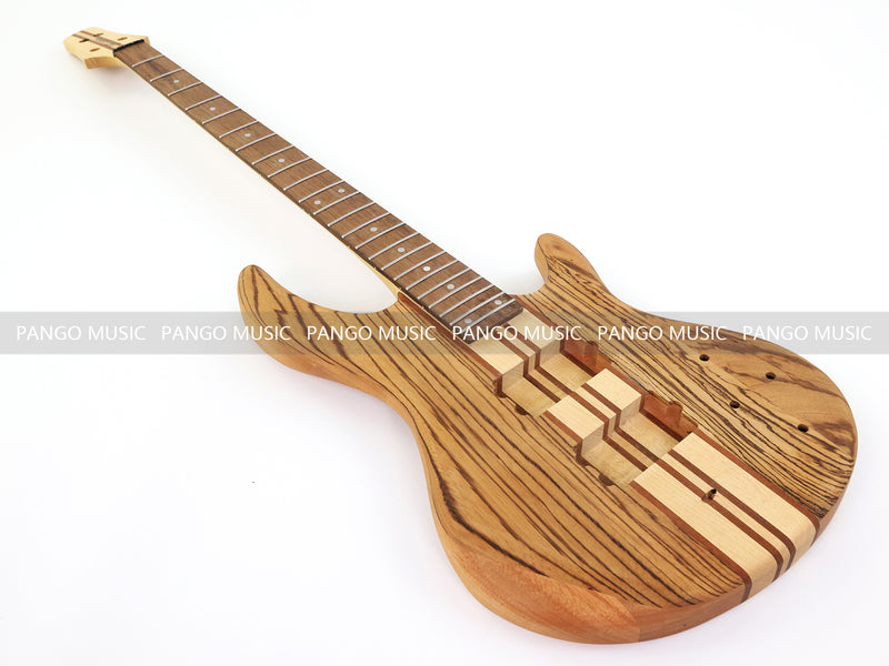 Unfinished 4 String Neck-Through Electric Bass Guitar with Zebrawood Top(XNB-400)