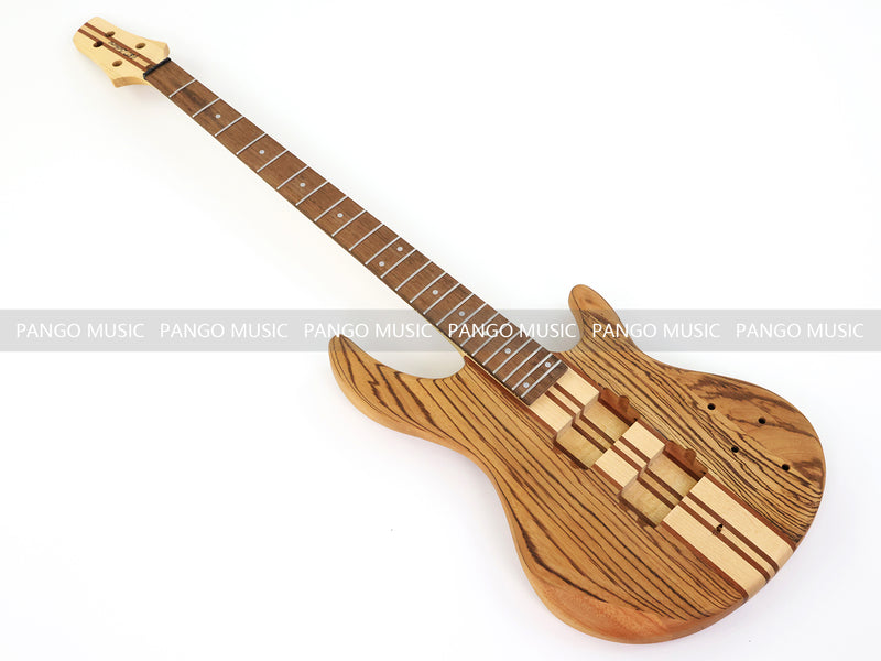 Unfinished 4 String Neck-Through Electric Bass Guitar with Zebrawood Top(XNB-400)