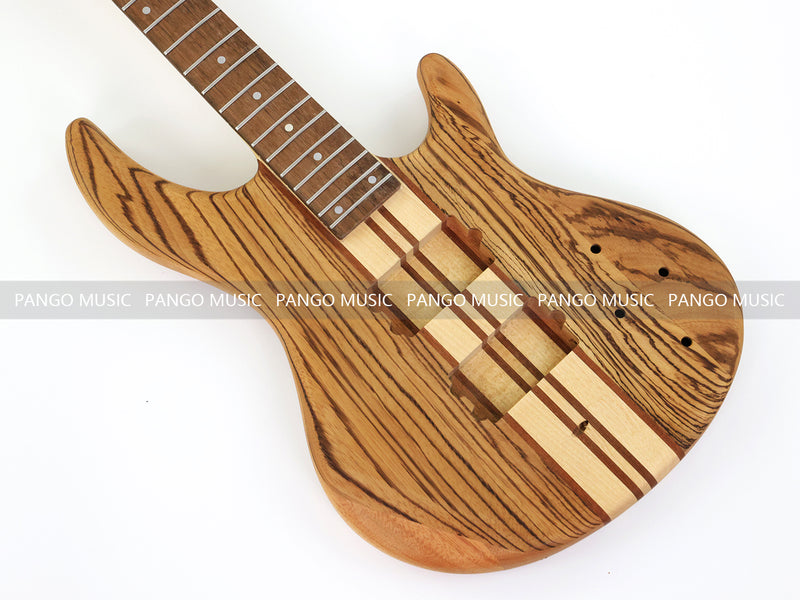 Unfinished 4 String Neck-Through Electric Bass Guitar with Zebrawood Top(XNB-400)