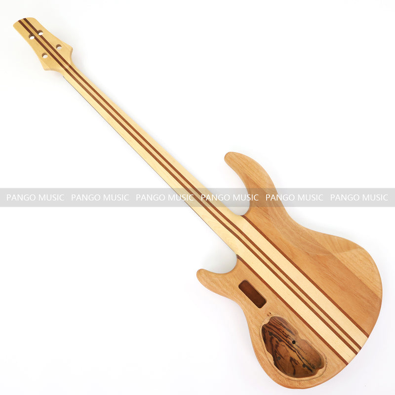 Unfinished 4 String Neck-Through Electric Bass Guitar with Zebrawood Top(XNB-400)