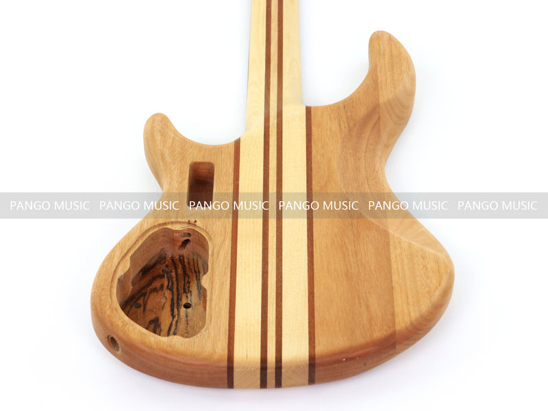 Unfinished 4 String Neck-Through Electric Bass Guitar with Zebrawood Top(XNB-400)