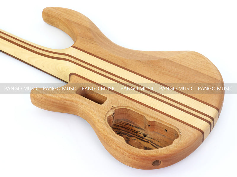 Unfinished 4 String Neck-Through Electric Bass Guitar with Zebrawood Top(XNB-400)