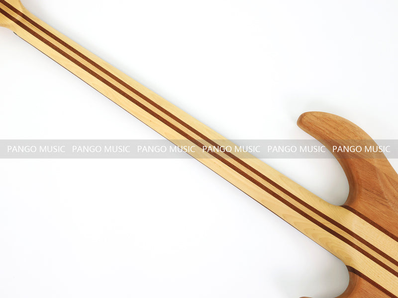 Unfinished 4 String Neck-Through Electric Bass Guitar with Zebrawood Top(XNB-400)