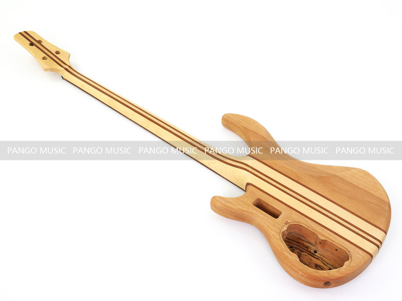Unfinished 4 String Neck-Through Electric Bass Guitar with Zebrawood Top(XNB-400)