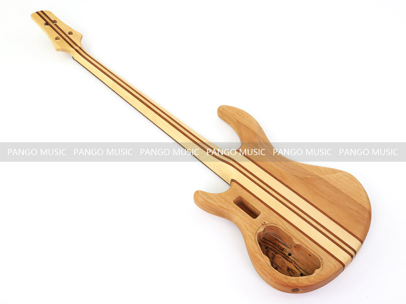 Unfinished 4 String Neck-Through Electric Bass Guitar with Zebrawood Top(XNB-400)