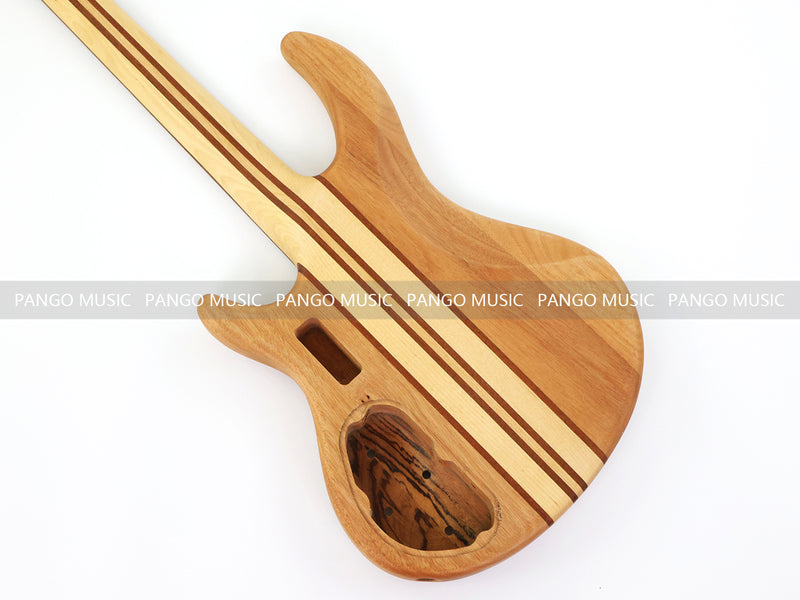 Unfinished 4 String Neck-Through Electric Bass Guitar with Zebrawood Top(XNB-400)