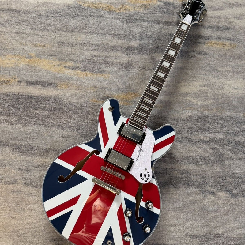Union Jack 335 Style Semi-Hollow Archtop Electric Guitar (LRG-043)