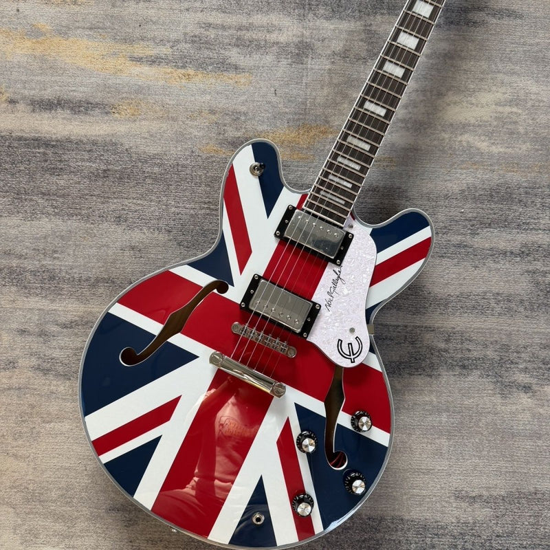 Union Jack 335 Style Semi-Hollow Archtop Electric Guitar (LRG-043)