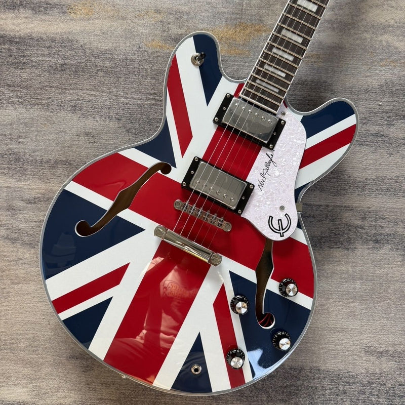 Union Jack 335 Style Semi-Hollow Archtop Electric Guitar (LRG-043)