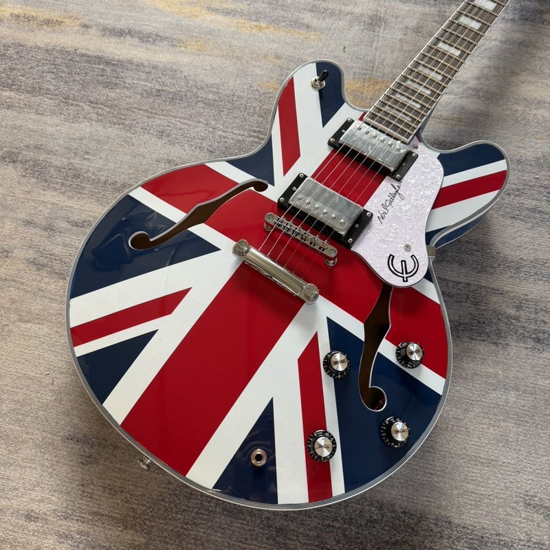 Union Jack 335 Style Semi-Hollow Archtop Electric Guitar (LRG-043)