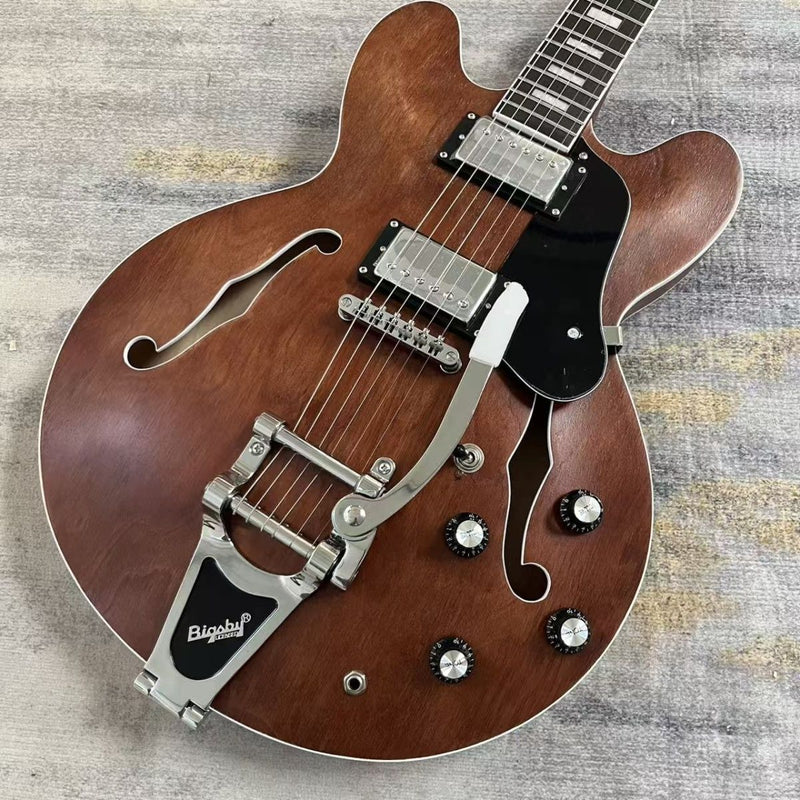 Vintage Brown Semi Hollow 335 Style Jazz Electric Guitar (LRG-014)