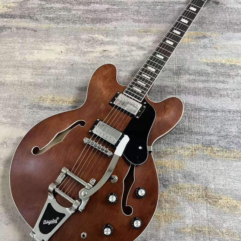 Vintage Brown Semi Hollow 335 Style Jazz Electric Guitar (LRG-014)