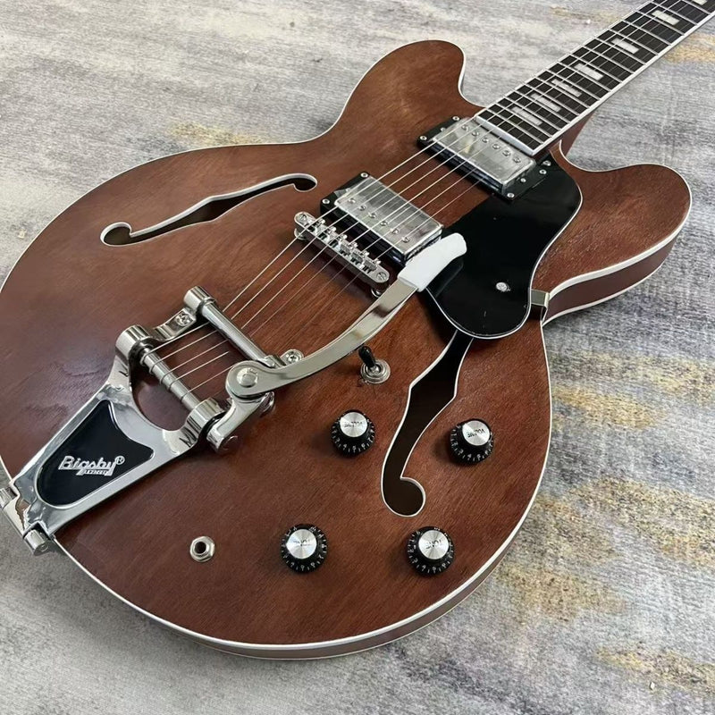 Vintage Brown Semi Hollow 335 Style Jazz Electric Guitar (LRG-014)