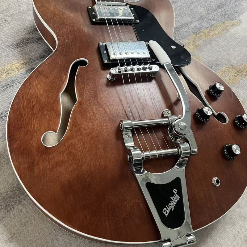 Vintage Brown Semi Hollow 335 Style Jazz Electric Guitar (LRG-014)