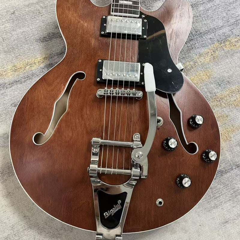 Vintage Brown Semi Hollow 335 Style Jazz Electric Guitar (LRG-014)