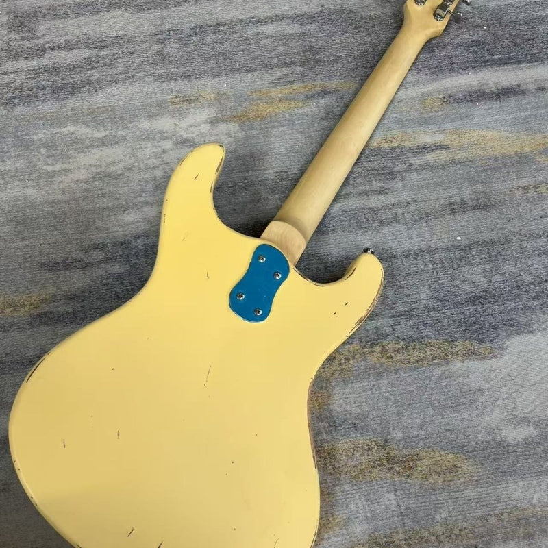 Vintage Relic Cream Offset Body Dual P90 Pickups Electric Guitar (LRG-016)