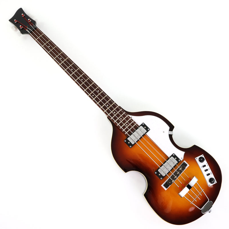 Violin Bass Style 4-String Semi-Hollow Electric Bass Guitar with Gloss Sunburst Finish (HY-2608)