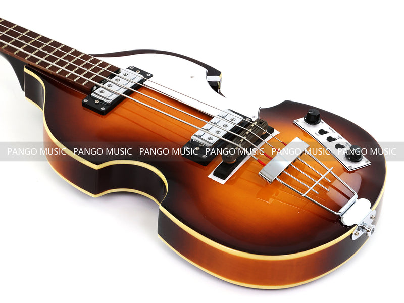 Violin Bass Style 4-String Semi-Hollow Electric Bass Guitar with Gloss Sunburst Finish (HY-2608)