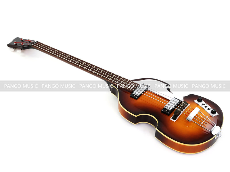Violin Bass Style 4-String Semi-Hollow Electric Bass Guitar with Gloss Sunburst Finish (HY-2608)