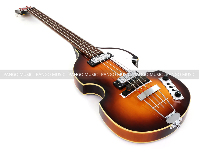 Violin Bass Style 4-String Semi-Hollow Electric Bass Guitar with Gloss Sunburst Finish (HY-2608)
