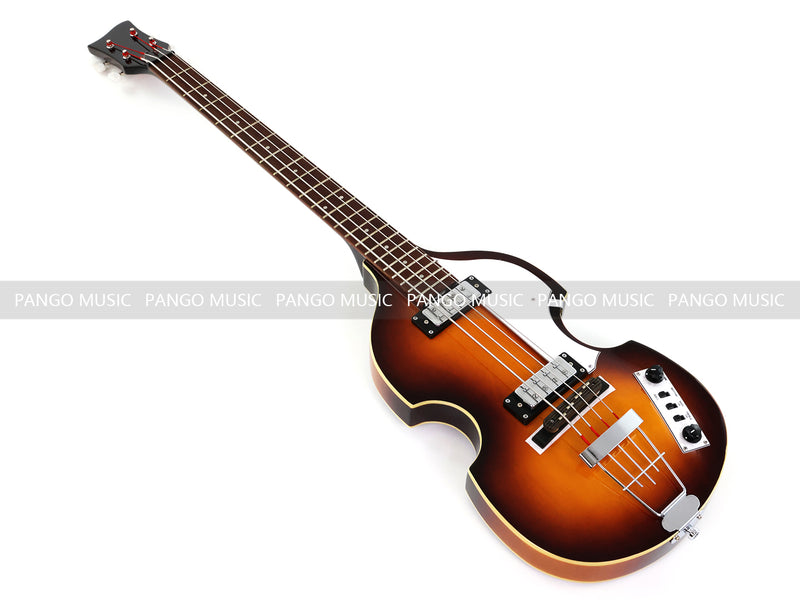 Violin Bass Style 4-String Semi-Hollow Electric Bass Guitar with Gloss Sunburst Finish (HY-2608)