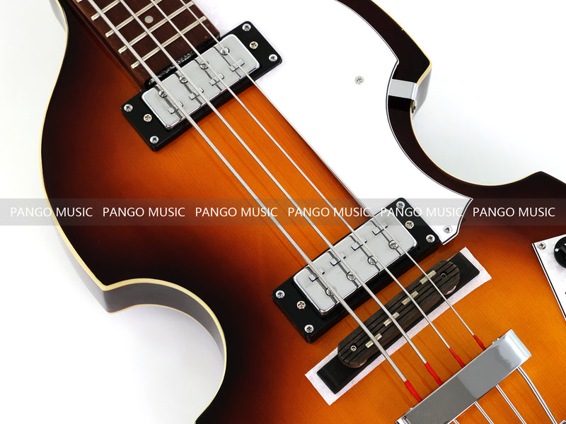 Violin Bass Style 4-String Semi-Hollow Electric Bass Guitar with Gloss Sunburst Finish (HY-2608)