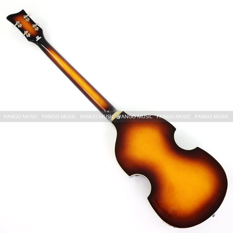 Violin Bass Style 4-String Semi-Hollow Electric Bass Guitar with Gloss Sunburst Finish (HY-2608)