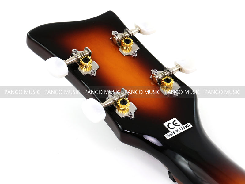 Violin Bass Style 4-String Semi-Hollow Electric Bass Guitar with Gloss Sunburst Finish (HY-2608)