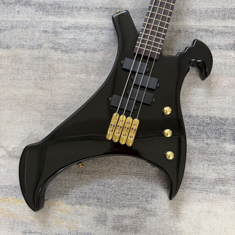 Vulture Shaped Irregular 4 String Gloss Black Electric Bass Guitar (LRG-020)