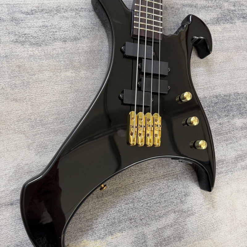 Vulture Shaped Irregular 4 String Gloss Black Electric Bass Guitar (LRG-020)