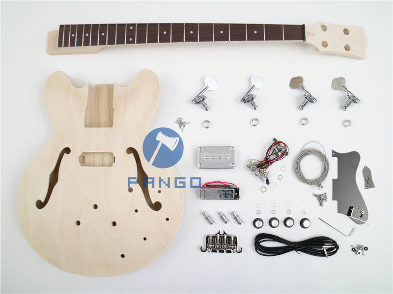 4-String Semi-hollow Body DIY Electric Bass Guitar Kit (PES335-60D)